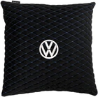 Подушка EVAtech 40 х 40 см Volkswagen Черная с синей нитью (SPBALMRBLV032)
