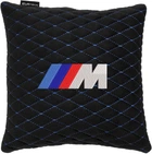 Подушка EVAtech 30 х 30 см BMW M Чорна з синьою ниткою (SPSALMRBLV006)