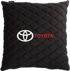 Подушка EVAtech 40 х 40 см Toyota Чорна з червоною ниткою (SPBALHRBRV031)