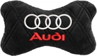 Подушка на підголовник EVAtech 27 х 16 см Audi Чорна з чорною ниткою (SPALHRBBV003)