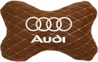 Подушка на підголовник EVAtech 27 х 16 см Audi Коричнева з коричневою ниткою (SPALMRZZV095)
