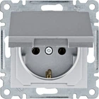 Розетка Hager Lumina с заземлением с крышкой серебряная WL1152