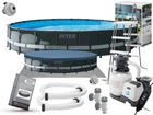 Каркасный бассейн Intex 26334 Ultra Frame 610х122 см с песочным насосом, тентом, подстилкой и лестницей Серый