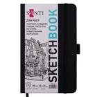 Скетчбук SANTI 743182 тверда обкладинка PU 13х21см, 80арк, 110г/м чорний (для графіки) /743182/