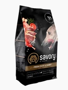 Сухий корм для собак всіх порід Savory зі свіжим м'ясом качки та кроликом