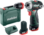 Аккумуляторная бесщеточная дрель-шуруповерт Metabo PowerMaxx BS BL Q 12V 2x2Ah Li-Power ЗУ LC 40 Пластиковый кофр (601749500)