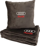Подушка и плед в авто EVAtech из махры M для Audi коричневые (MBLMPSMZV003)