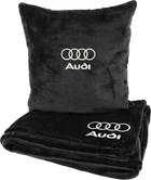 Подушка и плед в авто EVAtech из махры M для Audi черные (MBLMPSMBV095)