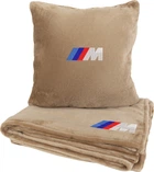 Подушка та плед в авто EVAtech із махри S для BMW M бежеві (MBLMPSSIV006)