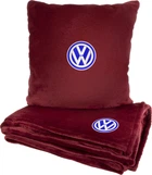 Подушка та плед в авто EVAtech із махри S для Volkswagen червоні (MBLMPSSRV033)