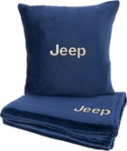 Подушка та плед в авто EVAtech із махри S для Jeep сині (MBLMPSSLV014)