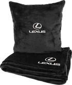 Подушка та плед в авто EVAtech із махри S для Lexus чорні (MBLMPSSBV035)