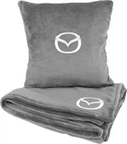 Подушка та плед в авто EVAtech із махри S для Mazda сірі (MBLMPSSGV099)