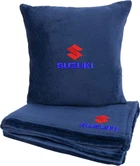 Подушка та плед в авто EVAtech із махри M для Suzuki сині (MBLMPSMLV044)