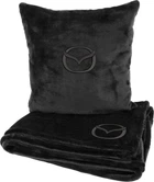 Подушка та плед в авто EVAtech із махри M для Mazda чорні (MBLMPSMBV100)