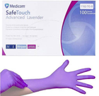 Перчатки нитриловые текстурированные Medicom SafeTouch Advanced Lavender(фиолетовые)М-size, 100шт./уп.- 1182TG