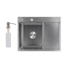 Кухонная мойка интегрированная Lidz Handmade H6350R крыло справа (LDH6350BRUR45587) Brushed Steel 3,0/1,0 мм