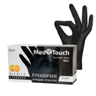 Нітрилові рукавички, розмір М. MedTouch, Чорні