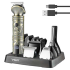 Аккумуляторная машинка для стрижки 6в1 с USB, VGR V-106 / Набор для стрижки волос и бороды / Мужской триммер