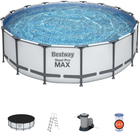 Басейн зі штучного каменю Bestway Steel Pro Max 16 FT + 5-в-1 + сходи + накриття 488 x 122 см сірий (6942138983388)