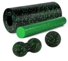 Массажный набор PowerPlay PP_4015 EPP Foam Roller Set 4in1 (2-я роллы + 2-я мячи) Черно-зеленый (PP_4015_Green)