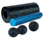 Массажный набор PowerPlay PP_4015 EPP Foam Roller Set 4in1 (2-я роллы + 2-я мячи) Черно-синий (PP_4015_Blue)
