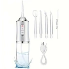 Іригатор для чистки ротової порожнини та зубів Oral Irrigator акумуляторний зі змінними насадками. Колір: білий