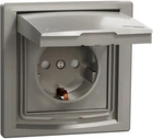 Розетка Schneider Electric Asfora 220 В, IP44 с защитной крышкой, со шторками Бронза (EPH3100369)