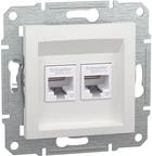 Розетка Schneider Electric Asfora RJ45 двойная тип UTP категория 6 Белая без рамки (EPH4870121)