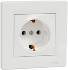 Розетка Schneider Electric Asfora с заземлением Белая с рамкой (EPH2900121)