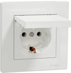Розетка Schneider Electric Asfora с заземлением и крышкой Белая с рамкой (EPH3100121)