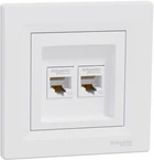 Розетка двойная компьютерная Schneider Electric Asfora RJ45 5 категория UTP Белая с рамкой (EPH4400121)
