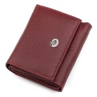 Кожаный женский кошелек ST Leather бордового цвета горизонтальный с кнопкой (bg183fash24)
