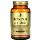 Натуральный витамин Д3 Solgar (Vitamin D3) 25 мкг 1000 МЕ 250 капсул