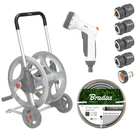 Металлическая тележка со шлангом Bradas WHITE LINE 1/2" 20 м и аксессуарами комплект для полива SILVER PRO SET (WL-AG33320SET1)