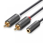 Кабель UGREEN 10588 AV102 AUX, длиной 1 метр, имеет соединение 3.5 мм TRS (стерео) на два RCA