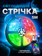 Світлодіодна LED стрічка Smart RGB 5050 з Bluetooth додатком. Комплект 5 метрів водостійкий від USB