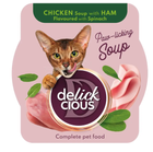 Вологий корм для котів Delickcious Суп з куркою, шинкою та шпинатом 0,08 кг