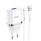 Мережевий зарядний пристрій Hoco N1 USB White + кабель USB to Lightning