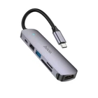 Хаб Hoco HB28 Multifunctional converter (HDTV+USB 3.0+USB2.0+SD+TF+PD) Metal Grey 66195