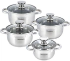Набір 4 каструлі Ofenbach Casserole із нержавіючої сталі (1.1л, 1.7л, 2.4л, 3.4л) зі скляними кришками (NB-100004)