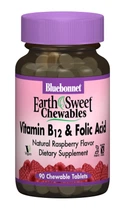 Вітамін В12 та Фолієва кислота Смак Малини Earth Sweet Chewables Bluebonnet Nutrition 90 жувальних таблеток