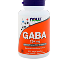 Амінокислота Now Foods GABA Гамма-аміномасляна Кислота 750мг