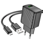 Мережевий зарядний пристрій HOCO CS21A 18W QC3.0 3А cable MicroUSB to USB 1m, Black