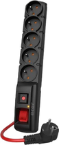 Listwa przeciwprzepieciowa HSk Data Acar F5 Power 5 gniazd 10 m Black (5904743405106) (955555906913601) - Outlet