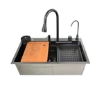 Мийка багатофункціональна Zerix ZH7546-SET-06 DECOR NANO-BLACK з вбудованим змішувачем (ZX5681)