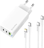 Мережевий зарядний пристрій ColorWay GaN Mini 65W PD Port PPS USB (USB-2C1A) + cable Type-C & Lightning White (CW-CHS058PDCL-WT)