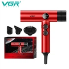 Фен профессиональный VGR V-401 RED, 40 уровней обдува 70000 - 110000 RPM, 40 уровней температуры 60°C - 100°C, 3 насадки