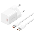 СЗУ GaN5 Fast Charger mini PD30W (1USB-C) + кабель Type-C to Type-C (P10110902) Moon White Baseus (2000003506293)