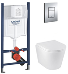 Инсталляция GROHE Rapid SL 3884966Q c панелью смыва Even 38966000 + унитаз KRONER Armada WHI513636 Rimless с сиденьем Slim Soft Close Quick Release KA513636WHIR дюропласт (3884966KA513636)